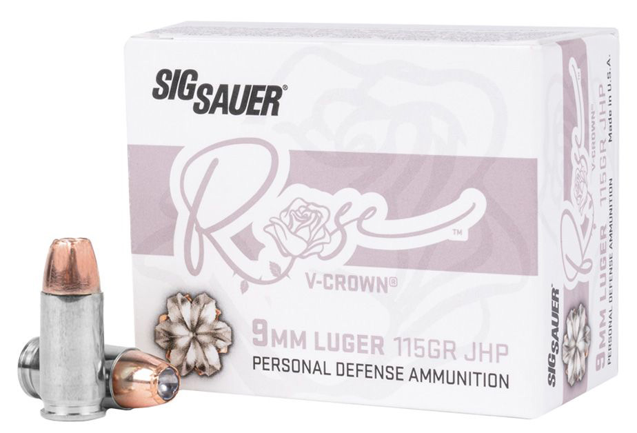 SIG AMMO 9MM 115GR ELITE V-CROWN ROSE JHP 20/10 - Sale